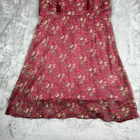 Myra Bag Women Small Mauve Dress Midi Flutter Sleeve Tassle Chiffon Floral Toggl - Picture 3 of 14